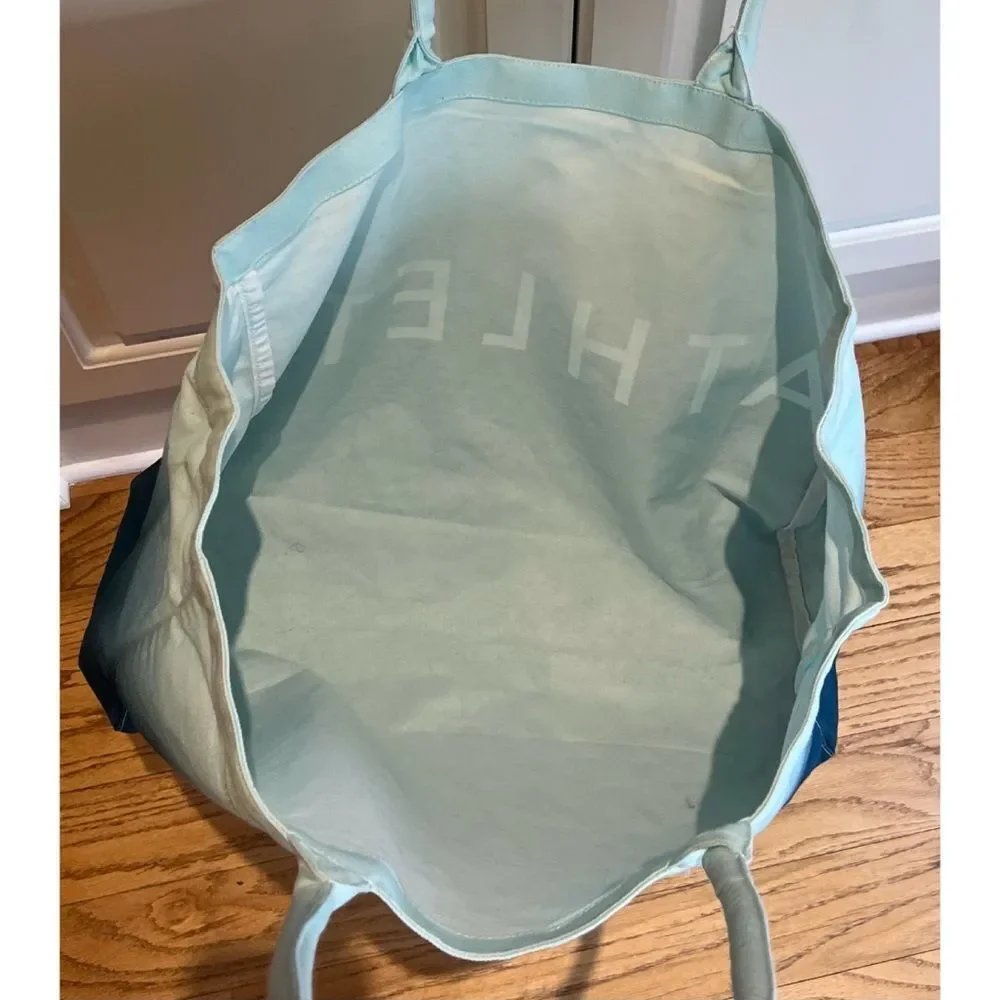 Athleta Logo Ombre Canvas Tote bag Aqua Blue